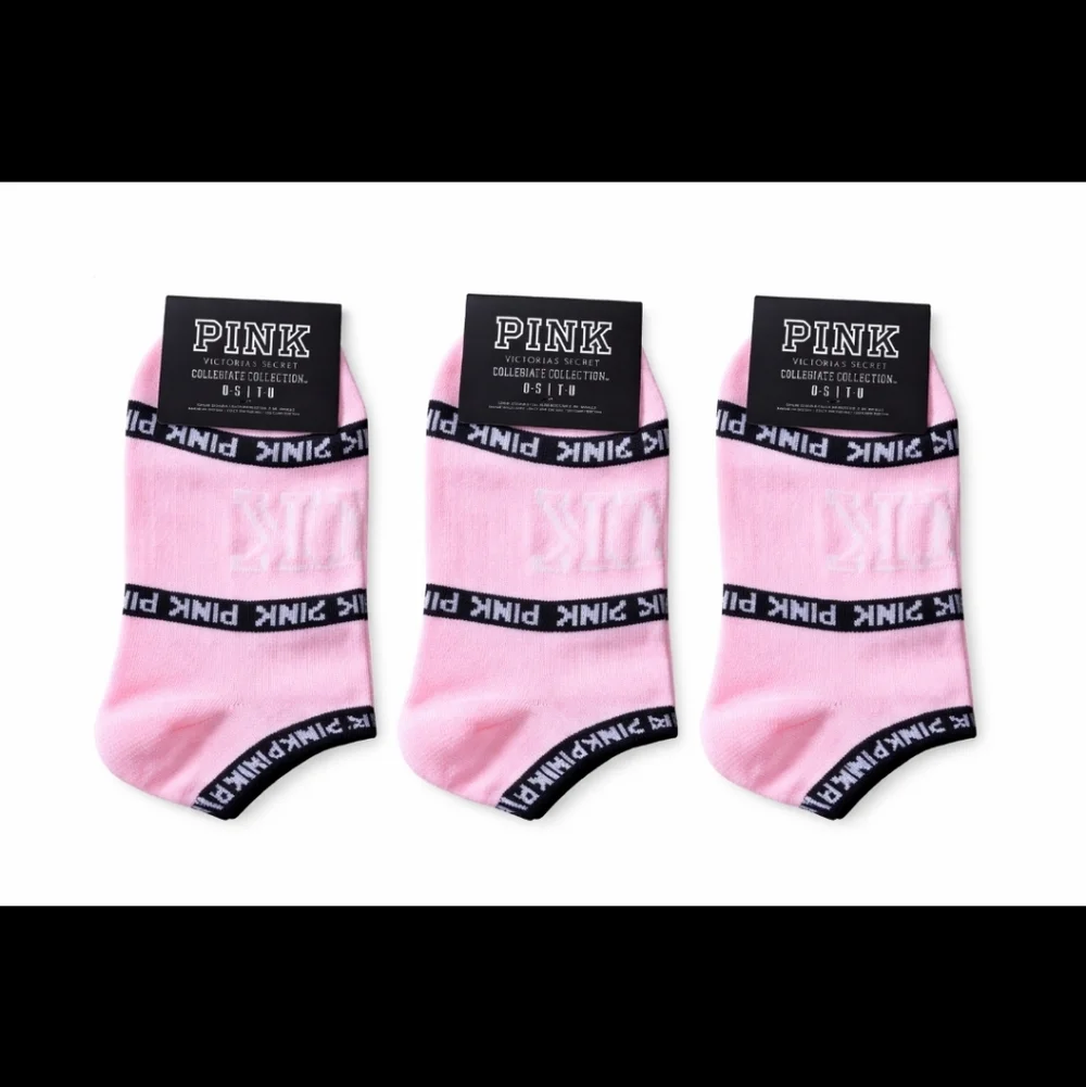 Victoria's Secret Pink Low-Cut Athletic Socks with Black Trim (3-Pack), NWT